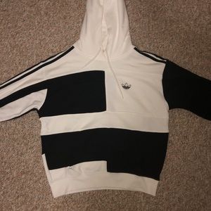 Adidas White and Black Two-Tone Hoodie